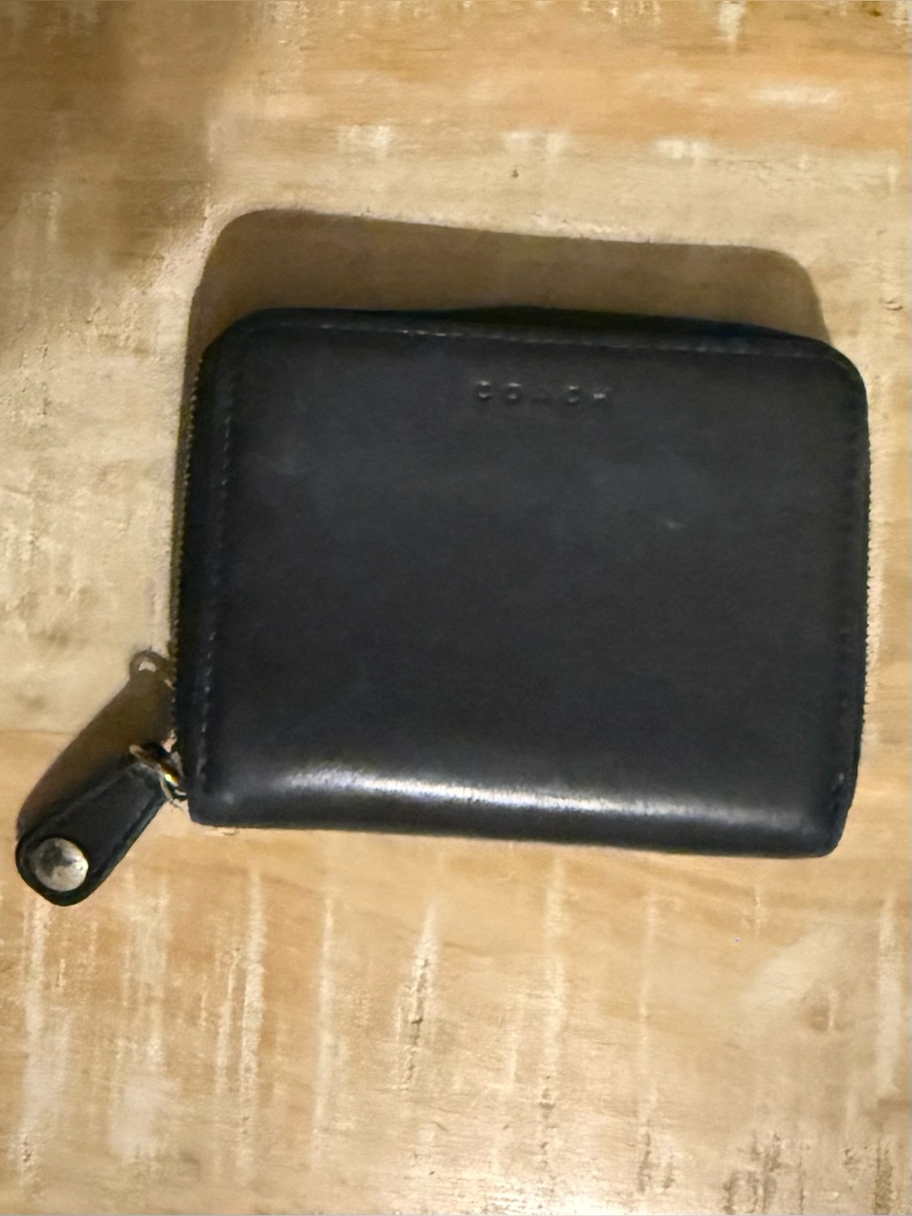 Vintage Coach Black Leather Wallet Zip Y2K Coin Purse Unisex Rare Collectible 💎